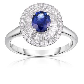 18kt White Gold .48ct Diamond .63ct Sapphire Ring