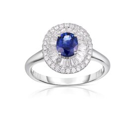18kt White Gold .48ct Diamond .63ct Sapphire Ring