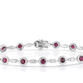 14kt White Gold 1.79ct Diamond 2.28ct Ruby Bracelet