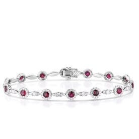 14kt White Gold 1.79ct Diamond 2.28ct Ruby Bracelet