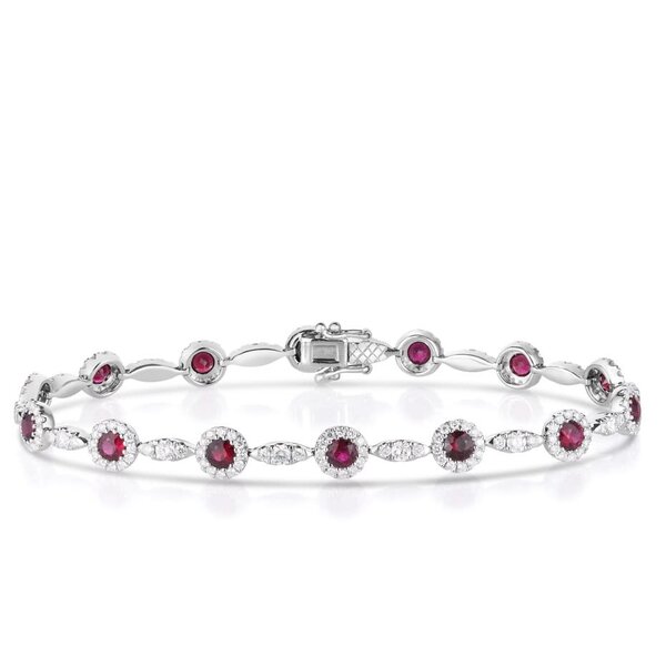14kt White Gold 1.79ct Diamond 2.28ct Ruby Bracelet