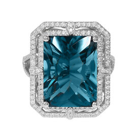14kt White Gold .62ct Diamond 10.46ct AmethystRing
