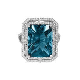 14kt White Gold .62ct Diamond 10.46ct AmethystRing