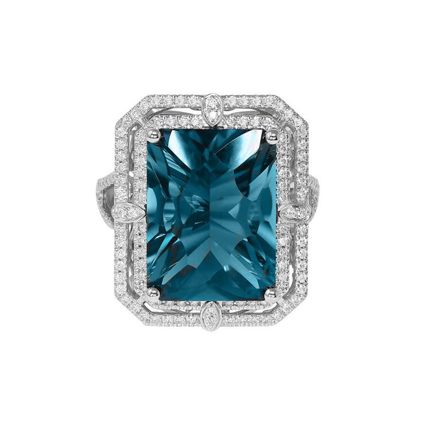 14kt White Gold .62ct Diamond 10.46ct Amethyst Ring