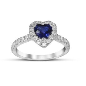 18kt White Gold .50ct Diamond .69ct Sapphire Ring