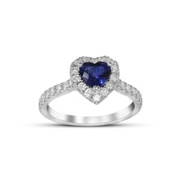 18kt White Gold .50ct Diamond .69ct Sapphire Ring