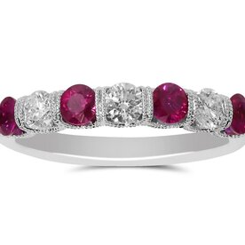 14 kt White Gold .41ct Diamond .66 Ruby Ring