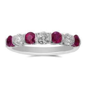 14 kt White Gold .41ct Diamond .66 Ruby Ring