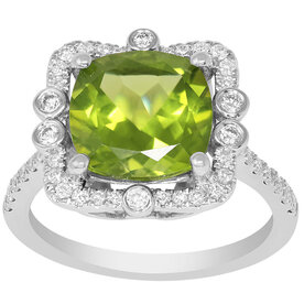 14kt White Gold .41ct Diamond 4.43 Peridot Ring
