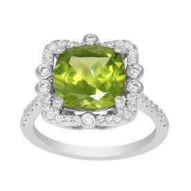14kt White Gold .41ct Diamond 4.43 Peridot Ring