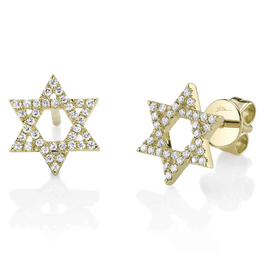SHY CREATION INC 14kt Yellow Gold .16 Diamond Star Earrings