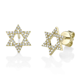 SHY CREATION INC 14kt Yellow Gold .16 Diamond Star Earrings