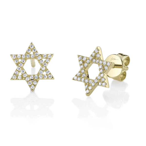 SHY CREATION INC 14kt Yellow Gold .16 Diamond Star Earrings