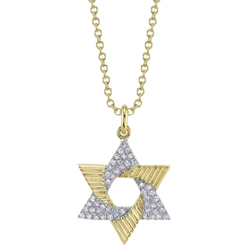 SHY CREATION INC 14kt Yellow and White Gold .11 Diamond Star Necklace