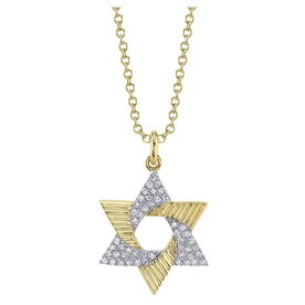 SHY CREATION INC 14kt Yellow and White Gold .11 Diamond Star Necklace