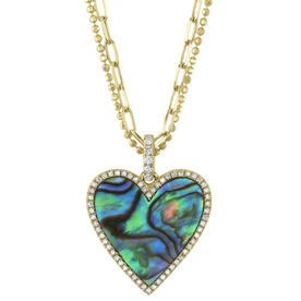 SHY CREATION INC 14kt Yellow Gold .21 Diamond 2.16 Abalone Necklace
