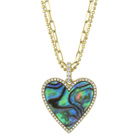 SHY CREATION INC 14kt Yellow Gold .21 Diamond 2.16 Abalone Necklace