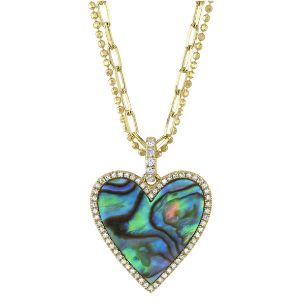 SHY CREATION INC 14kt Yellow Gold .21 Diamond 2.16 Abalone Necklace