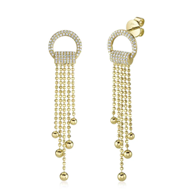 SHY CREATION INC 14kt Yellow Gold .42 Diamond Drop Earrings