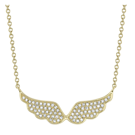 SHY CREATION INC 14kt Yellow Gold .18 Diamond Angel Wings Necklace