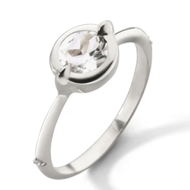 MONICA RICH KOSANN Stirling Silver "Points North" Round Rock Crystal Ring with White Sapphires