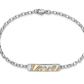MONICA RICH KOSANN "Love" Poesy Bracelet in Sterling Silver and 18K Yellow Gold.