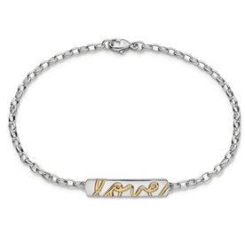 MONICA RICH KOSANN "Love" Poesy Bracelet in Sterling Silver and 18K Yellow Gold.