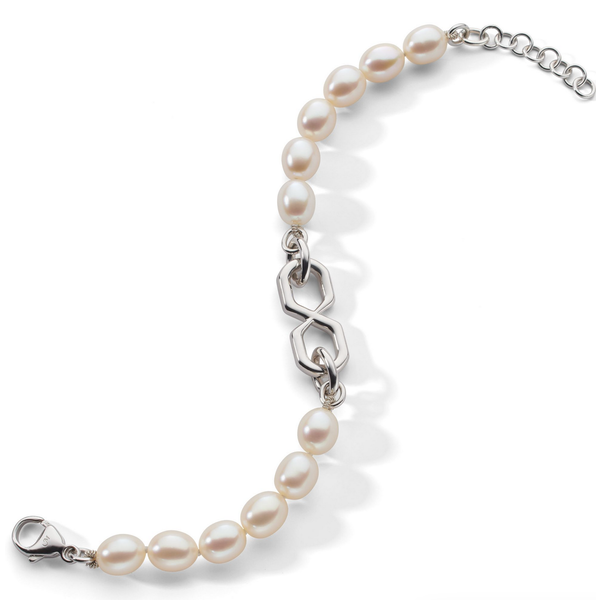 MONICA RICH KOSANN "The Symbol" Pearl Infinity Bracelet in Sterling Silver