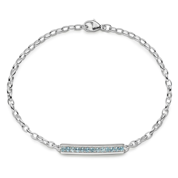 MONICA RICH KOSANN "I Love You More" Aquamarine Poesy Bracelet in sterling silver