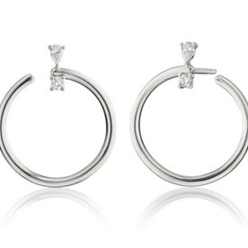 MONICA RICH KOSANN Sterling Silver Large "Galaxy Wrap Hoop" Earrings with White Sapphires