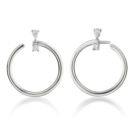MONICA RICH KOSANN Sterling Silver Large "Galaxy Wrap Hoop" Earrings with White Sapphires