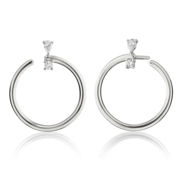MONICA RICH KOSANN Sterling Silver Large "Galaxy Wrap Hoop" Earrings with White Sapphires