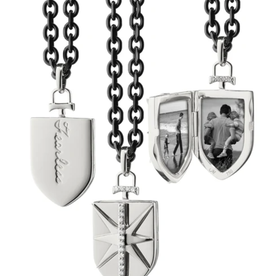 MONICA RICH KOSANN Sterling Silver Fearless Shield Locket with White Sapphires