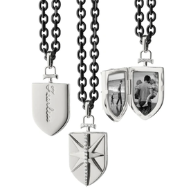 MONICA RICH KOSANN Sterling Silver Fearless Shield Locket with White Sapphires