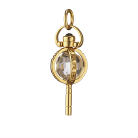 MONICA RICH KOSANN Mini "Carpe Diem" 18K Gold Key With Rock Crystal and Blue Sapphire
