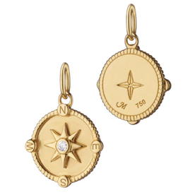 MONICA RICH KOSANN Mini "Adventure" Compass 18K Gold Charm with Diamond