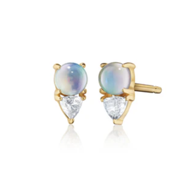 MONICA RICH KOSANN Aurora Opal & Diamond Stud Earrings Sold as Pair in 18K Yellow Gold