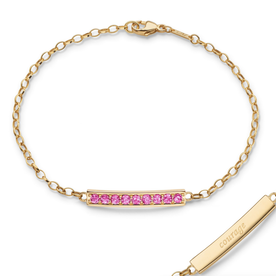 MONICA RICH KOSANN Pink Sapphire "Courage" Petite Poesy Bracelet in 18K Yellow Gold