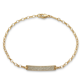 MONICA RICH KOSANN 18kt Yellow Gold Diamond Pave "Carpe Diem" Petite Poesy Bracelet