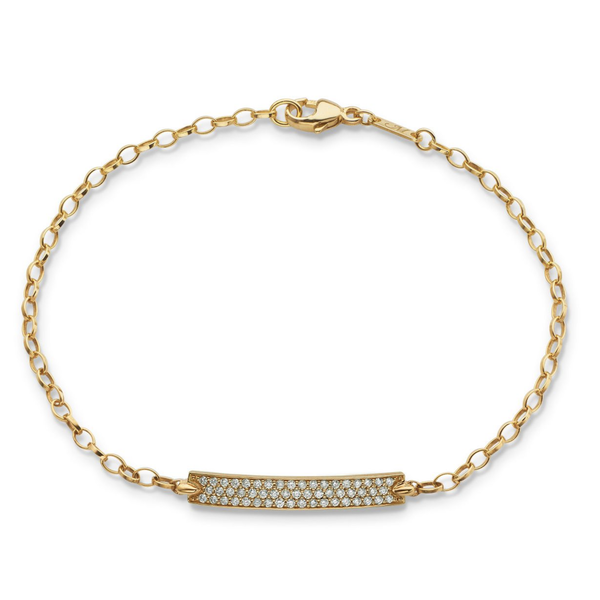 MONICA RICH KOSANN 18kt Yellow Gold Diamond Pave "Carpe Diem" Petite Poesy Bracelet