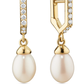 MONICA RICH KOSANN 18kt Yellow Gold Infinity Huggie & Pearl Drop Earrings