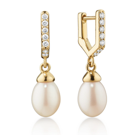 MONICA RICH KOSANN 18kt Yellow Gold Infinity Huggie & Pearl Drop Earrings