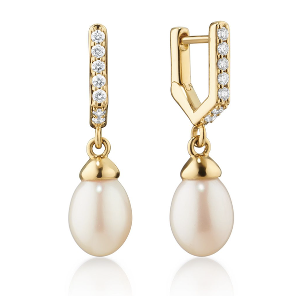 MONICA RICH KOSANN 18kt Yellow Gold Infinity Huggie & Pearl Drop Earrings