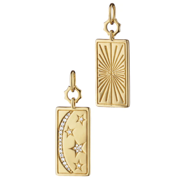 MONICA RICH KOSANN 18kt Yellow Gold Sun, Moon and Stars Medallion with Diamonds