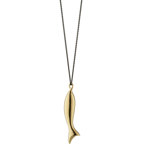 MONICA RICH KOSANN 18kt Yellow Gold Fish "Perseverance" Charm Necklace