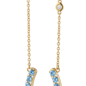 MONICA RICH KOSANN 18kt Yellow Gold Horseshoe Necklace with Aquamarine and Diamonds