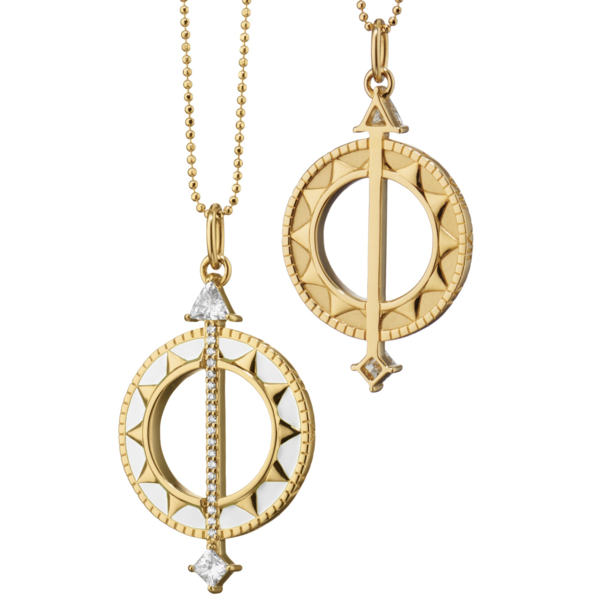 MONICA RICH KOSANN 18kt Yellow Gold White Enamel Sundial - Time is Precious