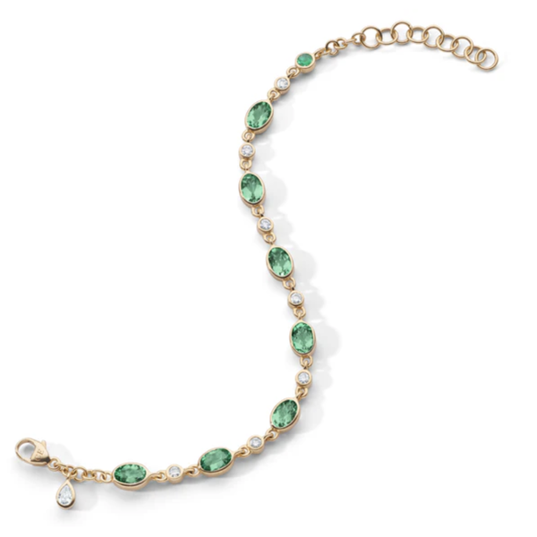 MONICA RICH KOSANN 18kt Yellow Gold Green Tourmaline Tennis Bracelet
