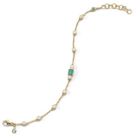 MONICA RICH KOSANN 18kt Yellow Gold Staggered Diamond & Emerald Tennis Bracelet