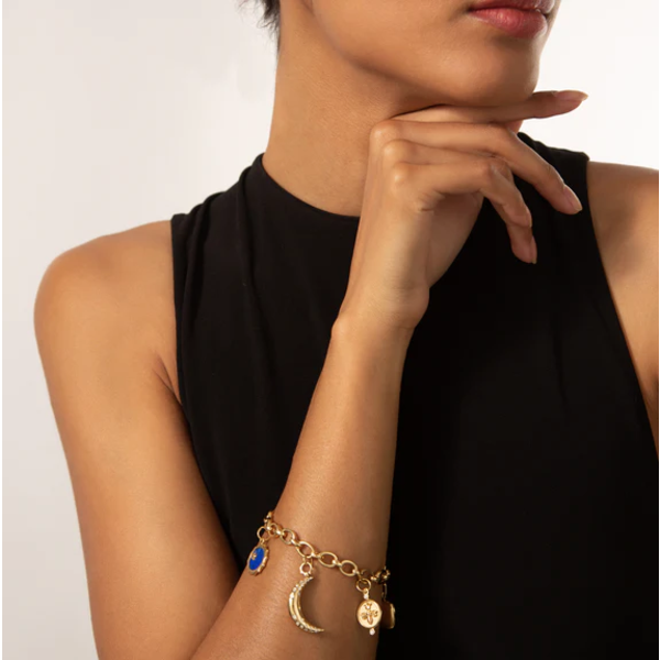 MONICA RICH KOSANN 18kt Yellow Gold Audrey" Link Charm Bracelet